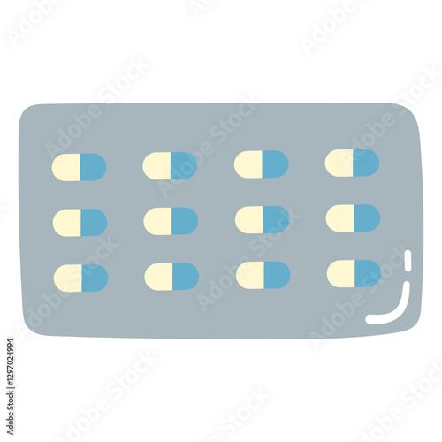 Medical Marvels: Blue and Yellow Capsules in blister pack - A visually appealing, overhead shot captures a pharmaceutical blister pack holding neatly arranged blue and yellow capsules.