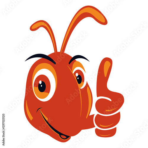 Ant with a positive gesture: a cheerful and cartoonish ant with a positive gesture.