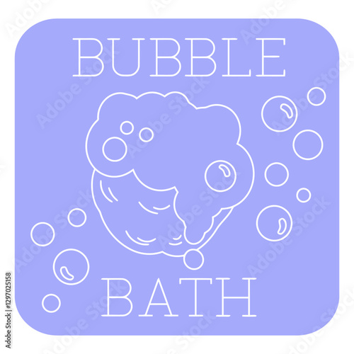 Relaxing Soak: An illustrative depiction of a bubbly bath, with the words "bubble bath" elegantly displayed, evokes a sense of calm and spa-like experience.