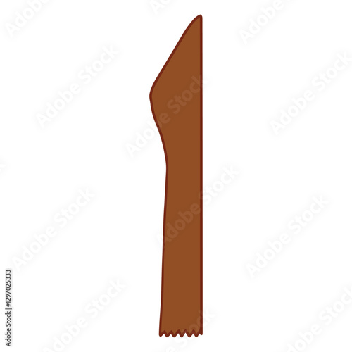 Wooden Knife: a single, isolated wooden knife, meticulously crafted, and standing out in minimalist purity.