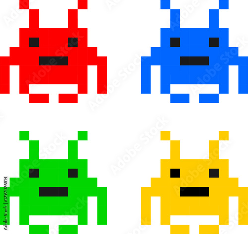 Cute monsters pixel art Vector image or clip art