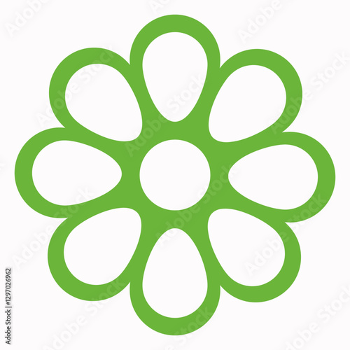 Green Daisy: An elegant stylized green daisy, a symbol of nature and serenity, ready to bring a touch of freshness and life.