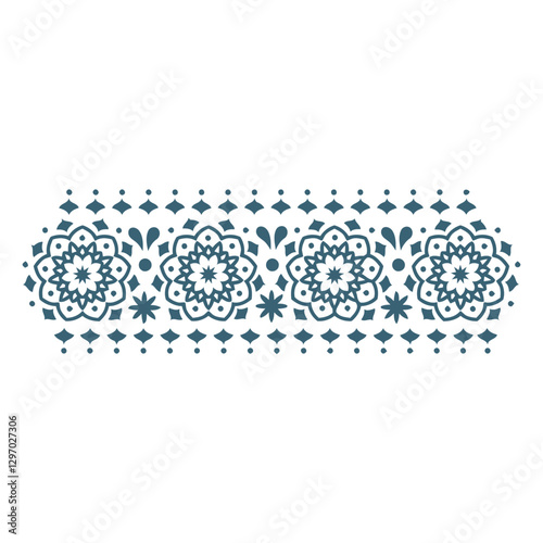 Decorative Floral Ornament: A symmetrical pattern showcases an intricate floral ornament, rendered in a muted, elegant color palette and evokes a sense of timeless artistry.