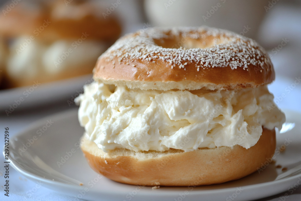 Bagel Sandwich with Fluffy Cloud-Like Cream Cheese Bagel Sandwich with Fluffy Cloud-Like Cream Cheese
