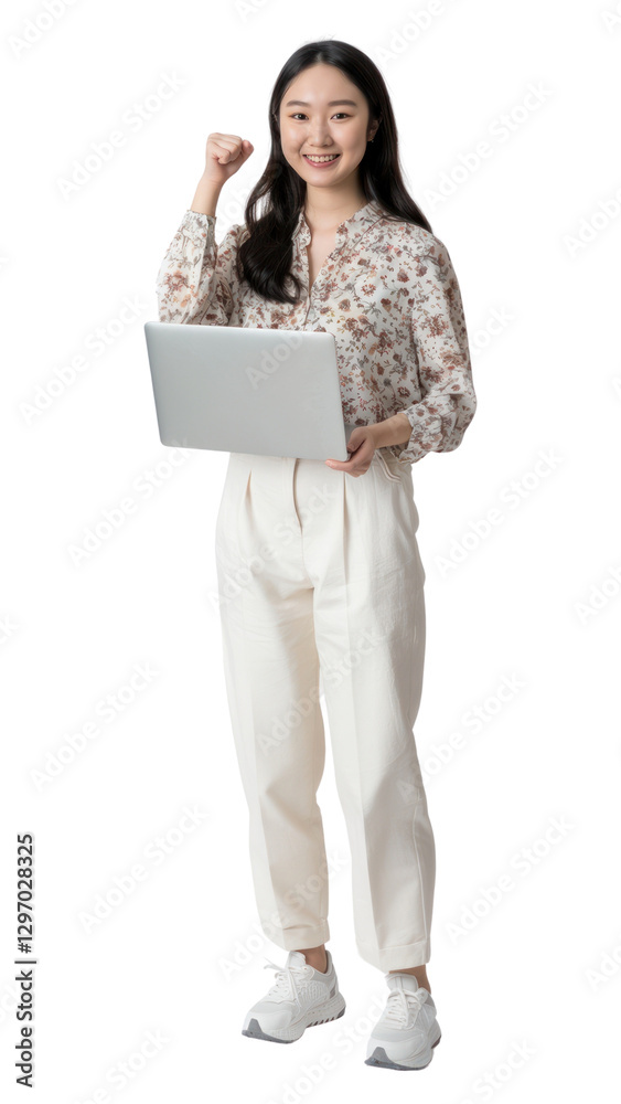 PNG Woman with laptop standing electronics clothing. PNG Woman with laptop standing electronics clothing.