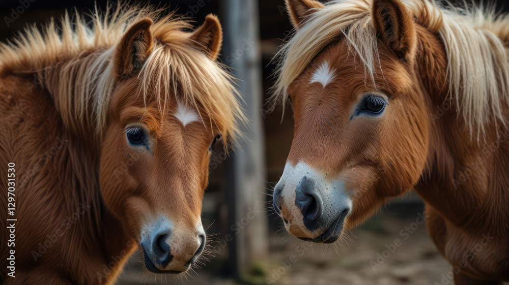 Obraz premium close-up of two small ponies