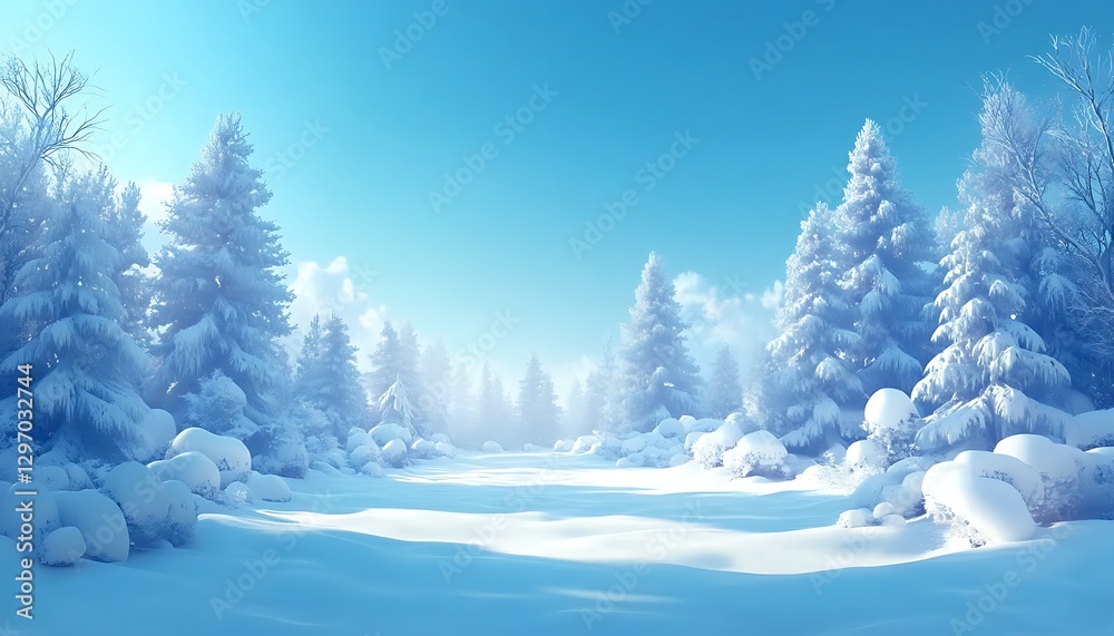 Naklejka premium Snowy Winter Forest Pathway