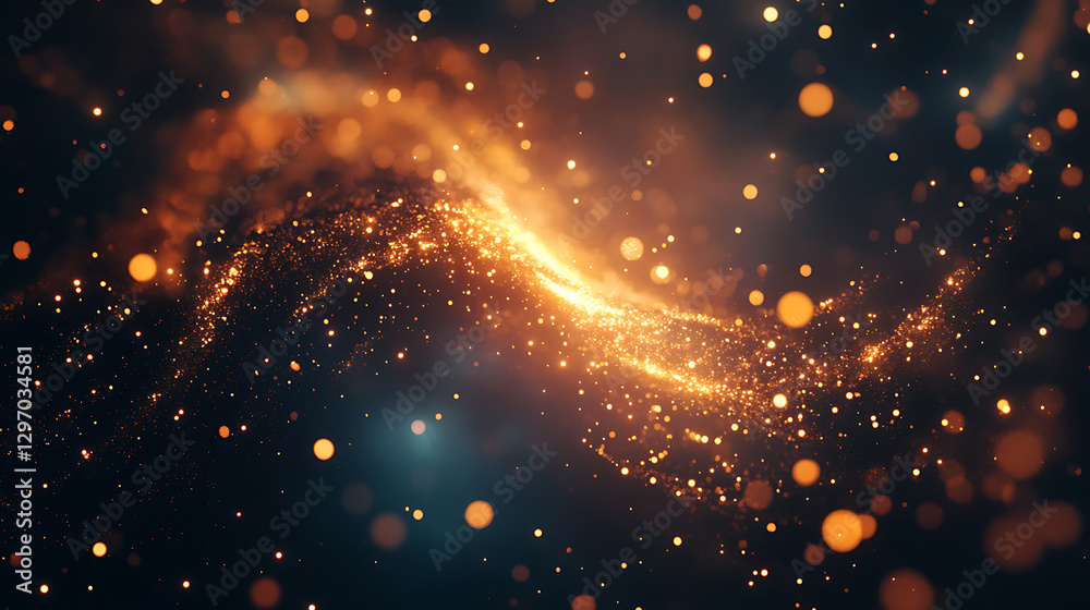 Fototapeta premium Golden Sparkles Abstract Background Dark Bokeh, Glittering Design