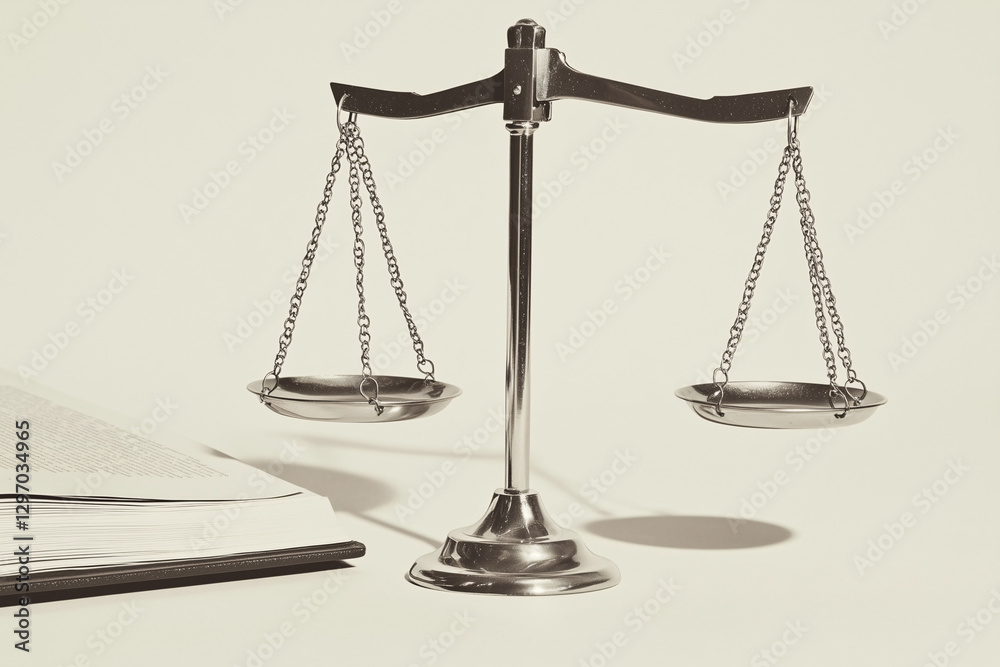 Justice on the Balance: An elegant scale stands in perfect equilibrium beside a legal book, symbolizing fairness, law, and the pursuit of truth in a studio shot. Justice on the Balance: An elegant scale stands in perfect equilibrium beside a legal book, symbolizing fairness, law, and the pursuit of truth in a studio shot.