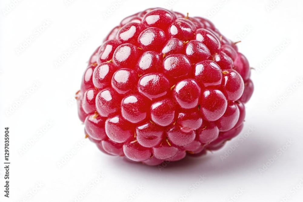 Fresh raspberry fruit on a white background, ideal for food and still life photography