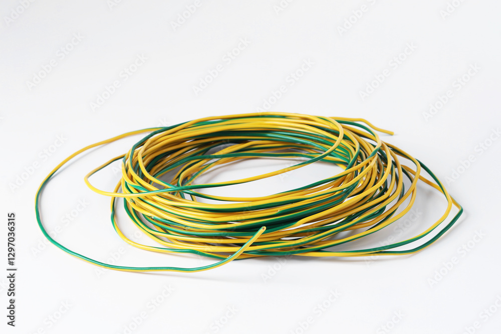 Insulated colorful electrical wire isolated on white Insulated colorful electrical wire isolated on white
