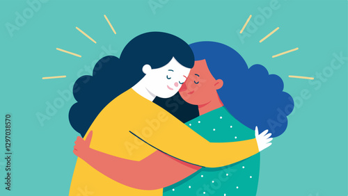 Two Friends Reuniting Two characters embracing after a disagreement illustrating the healing power and connection that comes with forgiving.