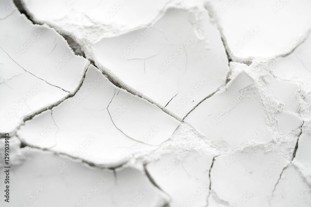 Close-up shot of a cracked and worn-out white surface, often used as a background or texture in design projects