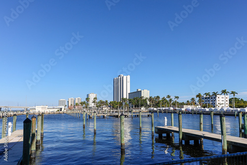 Photo of the riverfront downtown Ft Myers, Florida on a beautiful sunny day from the docks photo