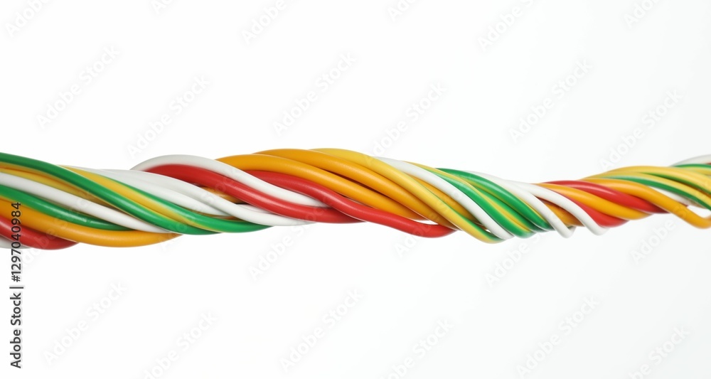 Many colorful electrical wires on white background Many colorful electrical wires on white background