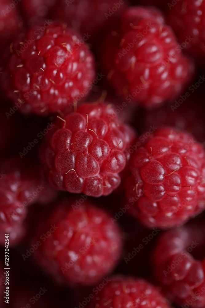 Close-Up of Fresh Ripe Red Raspberries with Detailed Texture and Vibrant Color Close-Up of Fresh Ripe Red Raspberries with Detailed Texture and Vibrant Color