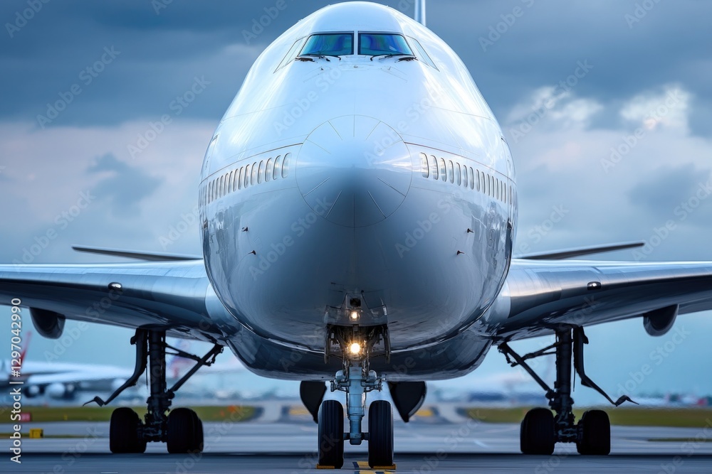 Large commercial airliner parked at airport terminal, Large commercial airliner parked at airport terminal,
