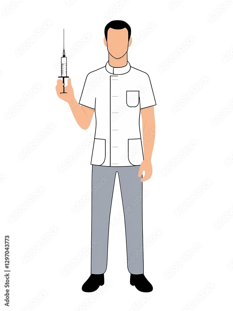 Health professional holding syringe in clinic setting for vaccination purpose Health professional holding syringe in clinic setting for vaccination purpose
