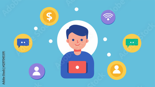 Social Sharing A user sharing a post on social media with coins appearing around them indicating how airdrop promotions often involve community engagement and sharing on platforms.