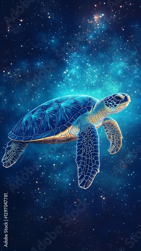 Space Turtle, Night Sky, Floating, Fantasy, Animal
