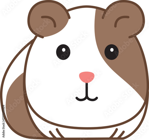 Cute guinea pig drawn in kawaii style. Illustration with a domestic animal isolated on a white background