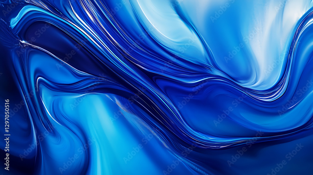 Obraz premium Abstract Blue Liquid Wave Background Swirling Fluid Design