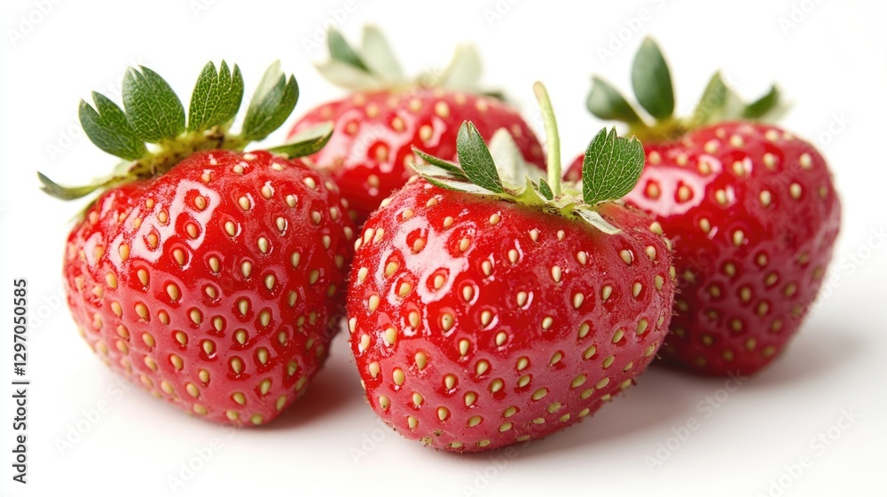 Fresh strawberries arranged on a clean white background, perfect for food or still life photography Fresh strawberries arranged on a clean white background, perfect for food or still life photography