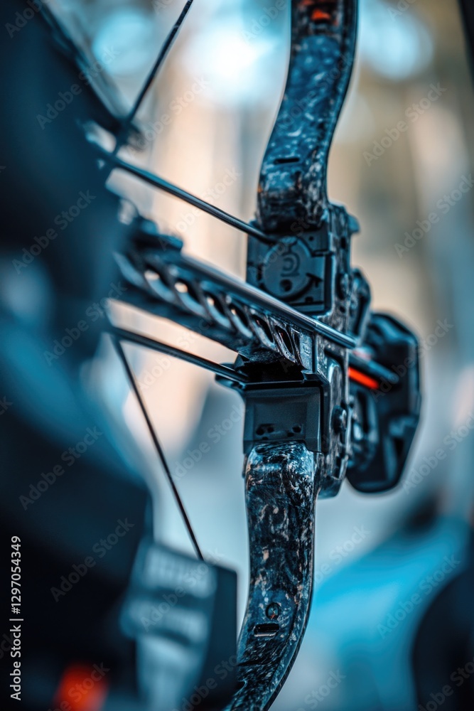 Fototapeta premium A detailed view of a bow and arrow, ideal for use in outdoor adventure or fantasy themes