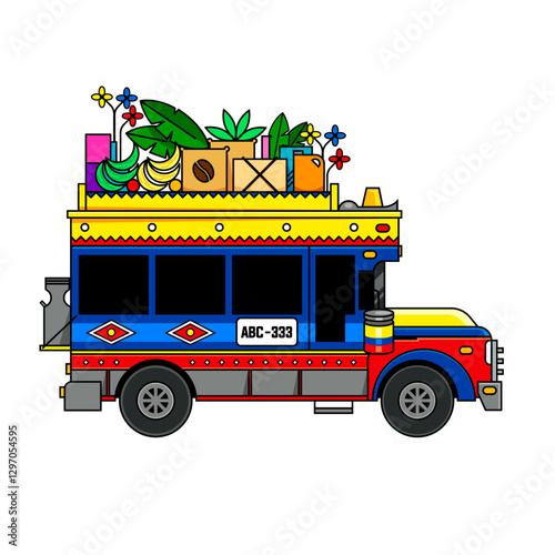 Chiva bus transport traditional in colombia vector illustration