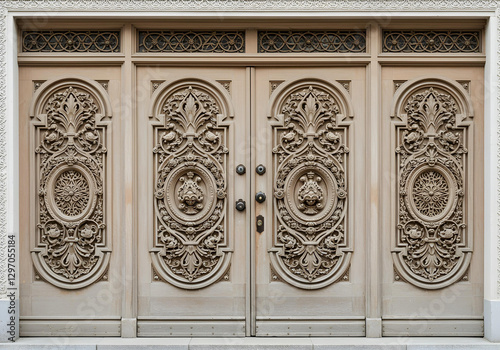 Wooden door on white background isolated