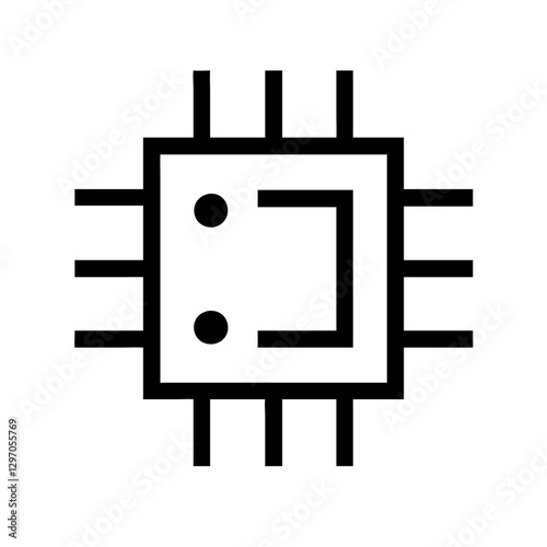 Simple microchip icon representing technology, innovation, and digital electronics