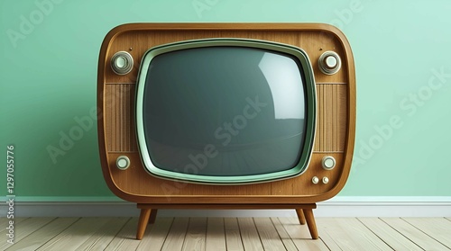 Vintage Wooden Television Set in a Retro-Inspired Room