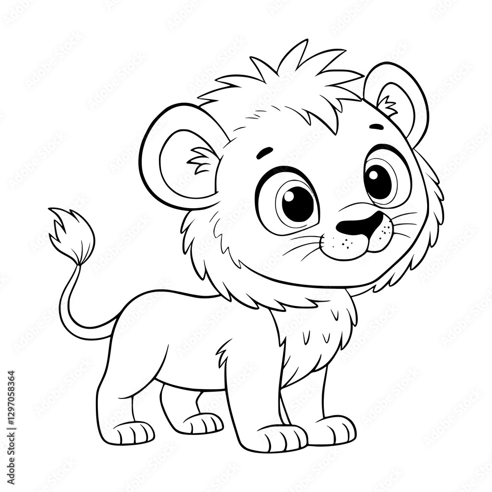 Obraz premium Cute Baby Lion Coloring Page
