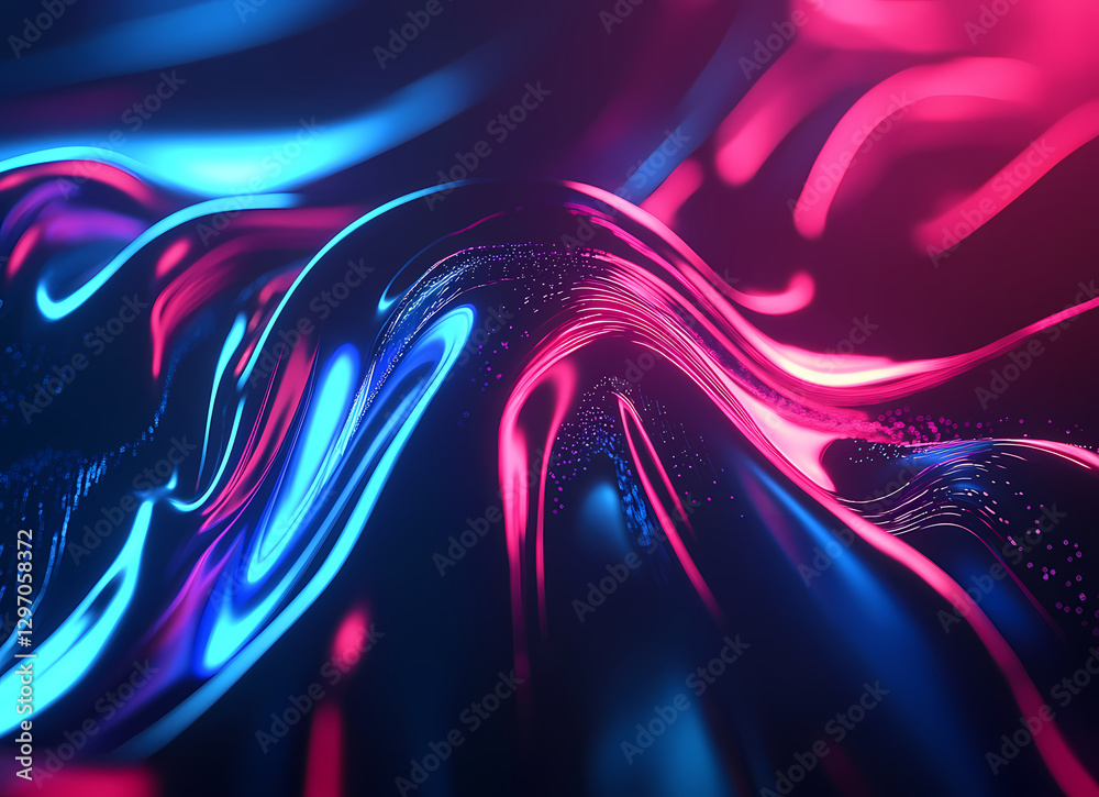 Abstract background with glowing neon lines and waves on a black, blue, and red light effect Abstract background with glowing neon lines and waves on a black, blue, and red light effect