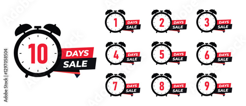 watch, days countdown timer number of days left with clock. set of number days left countdown vector illustration template, can be use for promotion, 