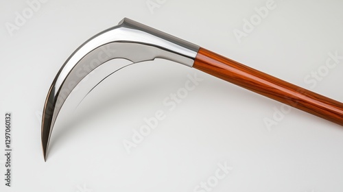 Modern silver and wood sickle blade with elegant craftsmanship