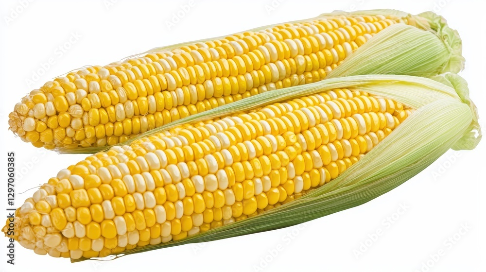 Fresh Sweet Corn on the Cob with Green Husks and Yellow Kernels Fresh Sweet Corn on the Cob with Green Husks and Yellow Kernels