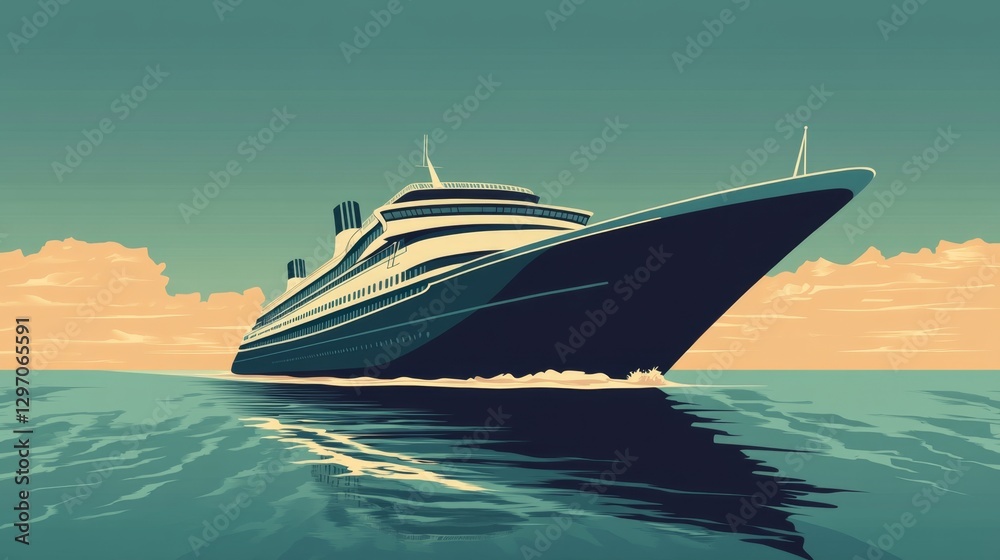 Fototapeta premium Majestic Cruise Ship at Sunset