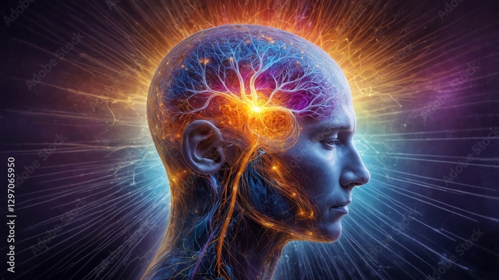 Obraz premium Vibrant abstract brain connectivity