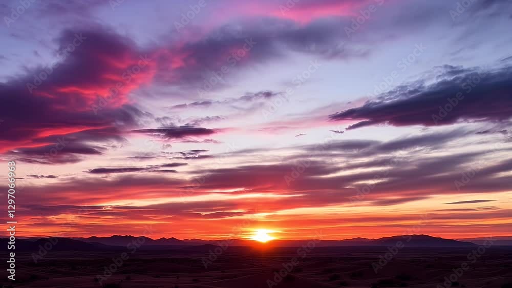 Fiery Sunset over Desert Landscape: A Breathtaking Panorama Fiery Sunset over Desert Landscape: A Breathtaking Panorama