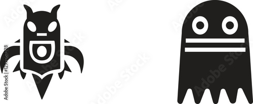 ghost cartoon icon in flat set. isolated on transparent background.