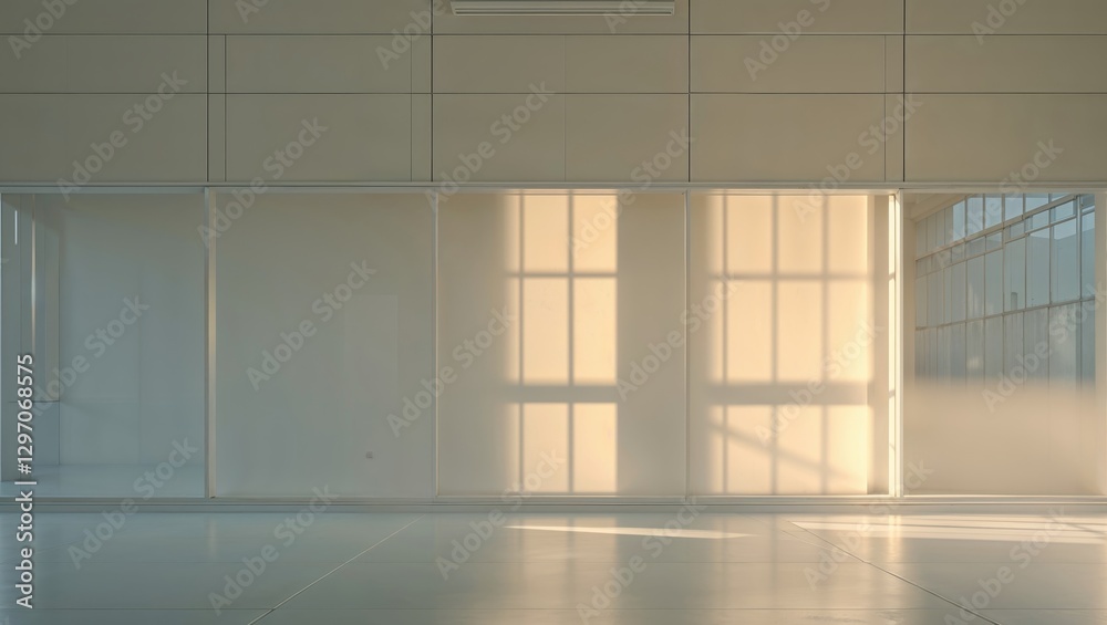 Fototapeta premium Sunlight streaming through the windows of a modern classroom