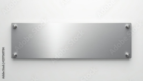 Modern metallic plaque with brushed silver finish