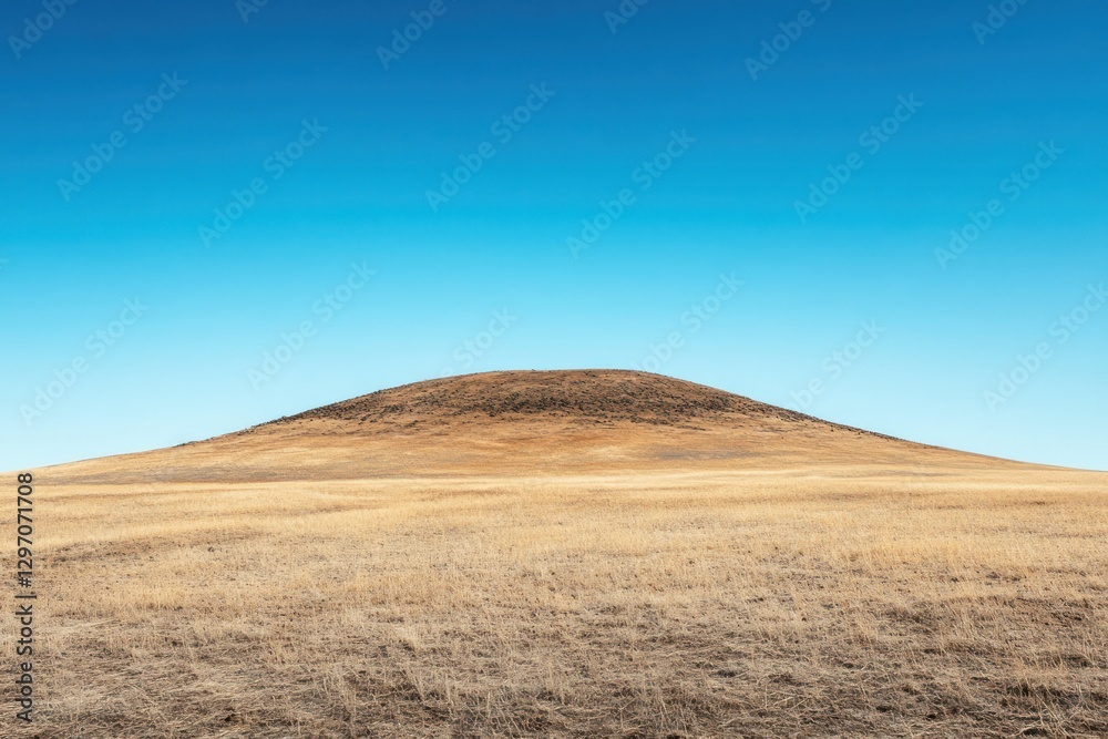 A dry landscape shows the earth meeting the blue sky A dry landscape shows the earth meeting the blue sky
