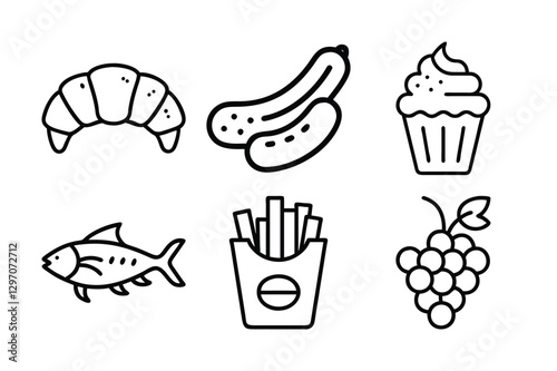 vector illustration of a set of fruits and vegetables