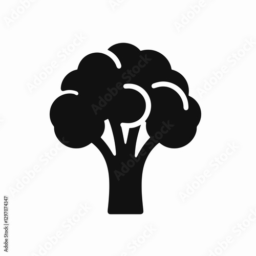 very simple flat and single minimalist Broccoli Silhouette in black on a white background