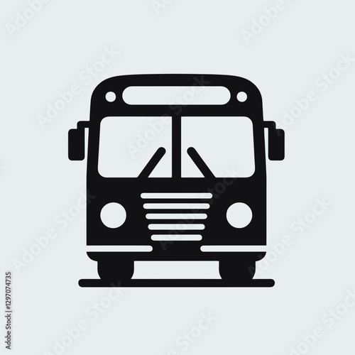  very simple flat and single minimalist Bus Silhouette in black on a white background