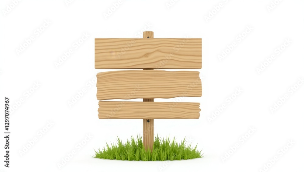 Rustic wooden signboard on green grass Rustic wooden signboard on green grass