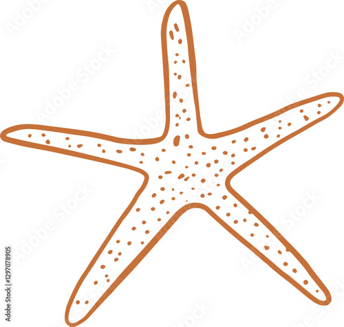 Linear hand-drawn starfish