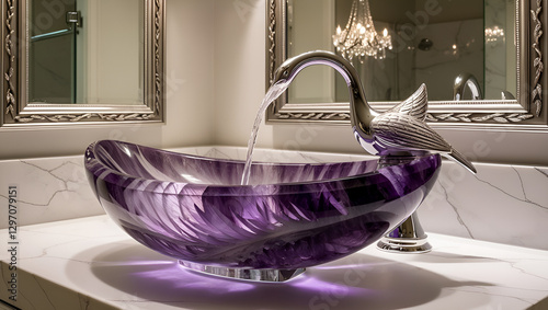 Purple  sink in a bathroom